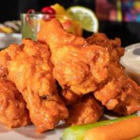 Wings · Six Wings with Sweet Chili, Buffalo or Honey BBQ Sauce.