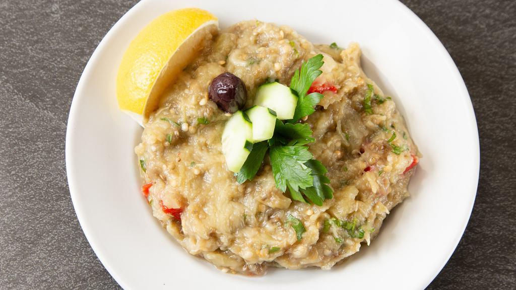 Eggplant Salad · Gluten Free, Vegetarian, Dairy-free.


Smoked eggplant mixed with mashed garlic, roasted, and pepper.