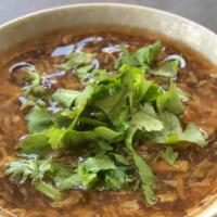 Hot & Sour Soup · (Egg, Chili Pepper, Mushroom, Tofu, bamboo, fried garlic)