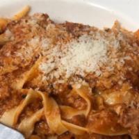 Garganelli Alla Bolognese · egg pasta with classic meat sauce.

Consuming raw or undercooked meats, poultry, seafood, sh...
