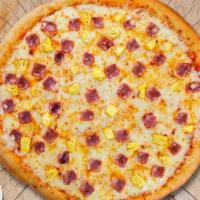 Hawaiian Intrusion Pizza · Pineapples, ham and mozzarella cheese baked on a hand-tossed dough.