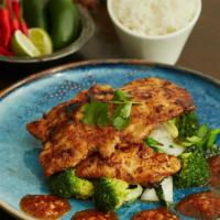 Lemongrass Chicken Breast · Spicy. Marinated chicken with sweet & sour sauce & stir fried mix vegetables.