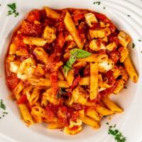 Penne Anthony · Roasted peppers, fresh mozzarella cheese and chicken in marinara sauce.
