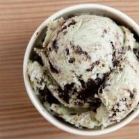 Grasshopper Pie Ice Cream · Mint chocolate chip ice cream with Oreo