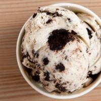 Cookie Monster · Vanilla ice cream with cookie dough and oreos.