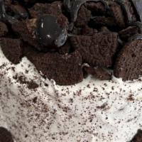 Oreo/  Chocolate Moose Ice Cream  Cake With Cookie Crumble Top · Ice Cream Cake with Oreo  & Chocolate Moose  ice cream with Chocolate Cake Crunch center, wi...