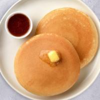 Peter'S Pancakes · Three pieces of fluffy pancakes cooked with care and love served with butter and maple syrup.