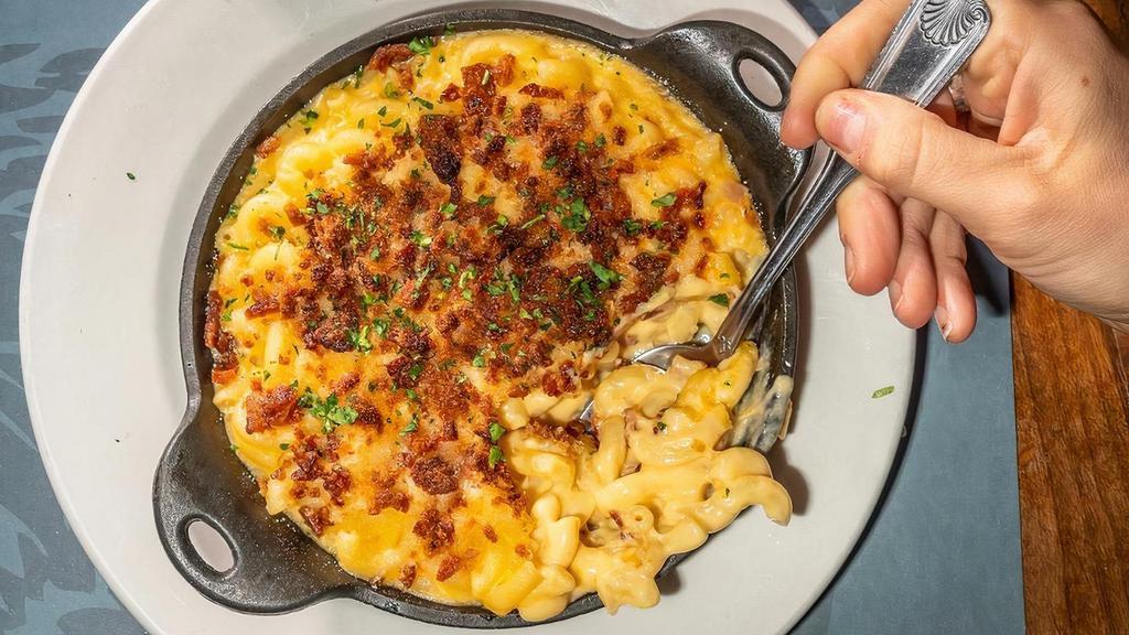 Bacon Mac & Cheese · aged cheddar & gruyere cheese with bacon and a panko crust