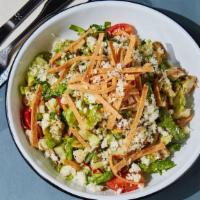 Chopped Baja Chicken Salad Bowl · Grilled chicken, romaine lettuce, avocado, radish, roasted corn, cilantro, queso fresco, tom...