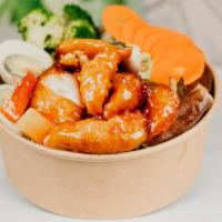 Orange Chicken Bowl 陳皮雞蓋飯 · Orange doesn’t rhyme with anything, but it’s delicious! Big pieces of chicken in sweet orang...