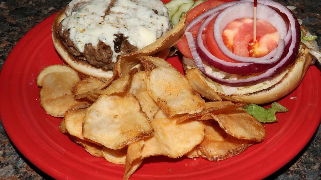 Temple Burger · Includes lettuce, tomato, and onion.