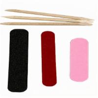 Cuticle Pusher & Nail File (Set) · This packet includes disposable cuticle wood sticks and a nail file Stick. The item consists...