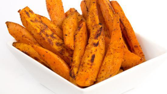 Sweet Potato Fries · Delicious Sweet potato fries deep fried 'till golden brown, with a crunchy exterior and a light fluffy interior. Seasoned to perfection!