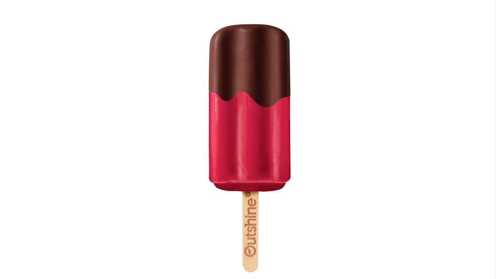 Outshine Raspberry Fruit Bar 1/2 Dipped In Dark Chocolate - 1 Count · Outshine Raspberry 1/2 Dipped in Dark Chocolate Frozen Fruit Bars are one of the tastiest ways to refresh your day. Our fruit bars are made with real, honest-to-goodness fruit. They are also completely gluten- and fat-free, have no GMO ingredients, do not contain high fructose corn syrup or artificial colors or flavors.