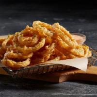 Hand-Dipped Onion Rings · Hand-dipped in Nathan’s Savory Batter served with BOOM BOOM Sauce