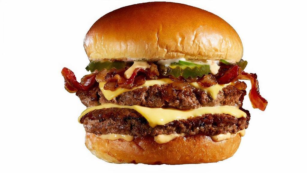 Ny Attitude Burger · 1/2 lb. Fresh Angus Beef, Bacon, Pickles, Bistro Sauce, Caramelized Onions, and American Cheese on a Potato Brioche Bun