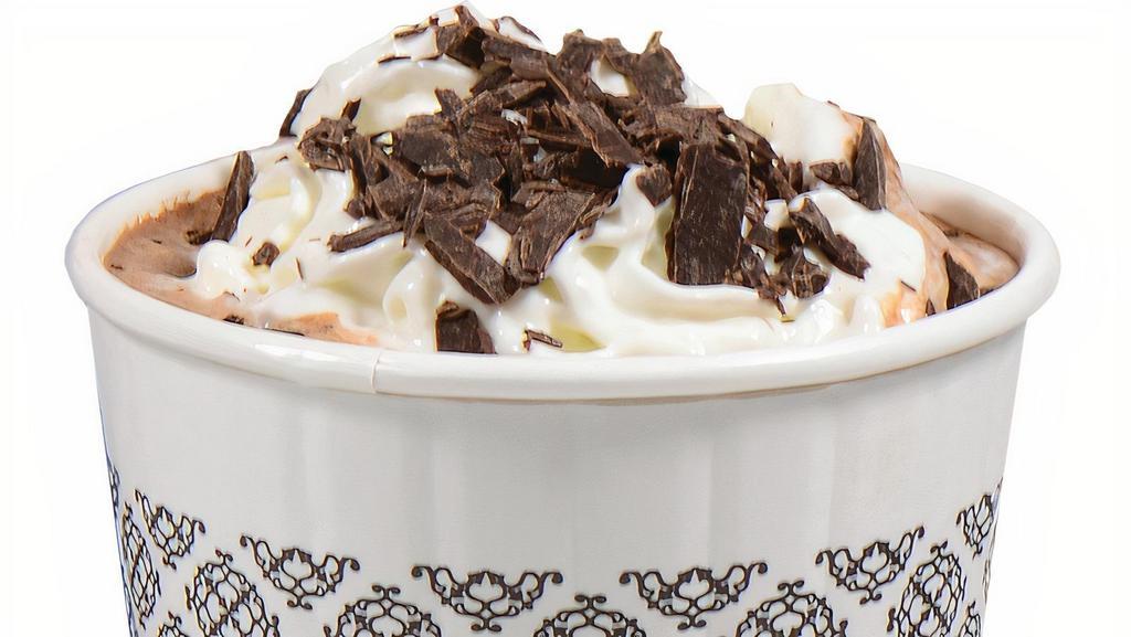 Hot Chocolate S · Our own Kilwins Heritage Dark Chocolate melted in hot milk, then topped with whipped cream and shredded chocolate!