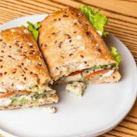 #3 Sandwich - Green Goddess Chicken Salad · All natural white meat chicken salad, green goddess dressing, lettuce, tomato, multigrain ba...