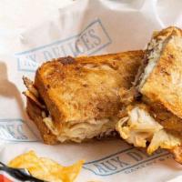Roasted Chicken Melt · shredded roasted chicken breast, applewood smoked bacon, gruyere cheese, balsamic onions, ho...