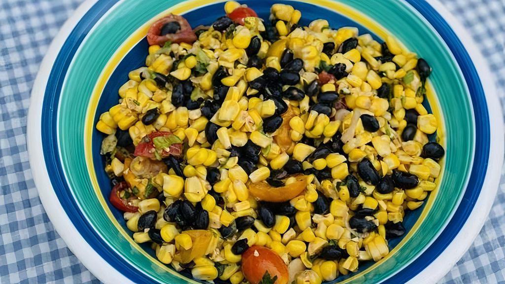 Corn & Black Bean Salad · corn, black beans, tomato, scallions, chipotle vinaigrette