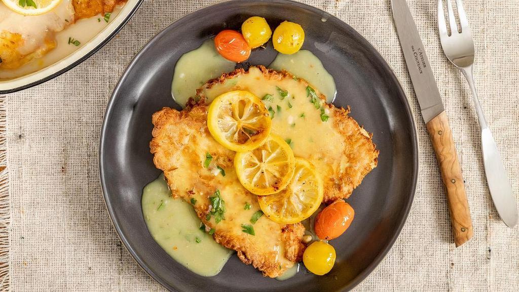 Meal - Chicken Francaise · all natural chicken, flour, egg, Parmesan cheese, chicken stock, lemon, cream, white wine, butter, parsley salt & pepper. Heat in Microwave uncovered for 3-4 minutes or until hot.
