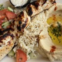 Shish Tawook Platter · Charcoal broiled boneless chicken cubes.