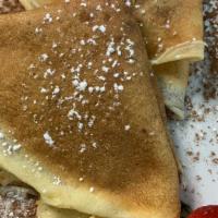 Crepes With Nutella · Homemade crêpe with Nutella and fiordilatte gelato (2pcs).