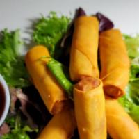 Vegetable Spring Rolls 6Pcs (Vegan) · Hand rolled Vegges Spring roll served with chefs thai Dunsumm Dipping
