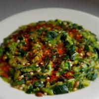 Okra Spinach Dumbo (Vegan) · Chopped okra  and spinach cooked with torch of spice and flavor. Remember to choose a side D...