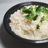 White Rice 16Oz (Vegan) · Steamed parboiled rice with dash of parsley