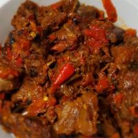 Asun · Peppered chargrilled goat meat.