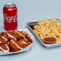 Large Combo · Twenty pieces of 100% plant-based crispy nuggets, two orders of fries, and your choice of dr...