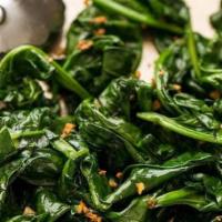 Sautéed Spinach Side · Garlic, shallots and olive oil.