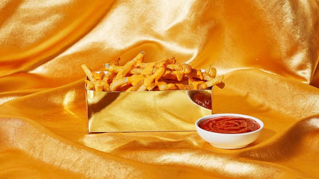 Liquid Gold Fries · Crispy french fries covered in melty gooey cheese.