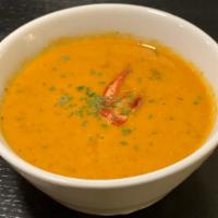 Lobster Bisque · Homemade recipe using freshest lobster meat.