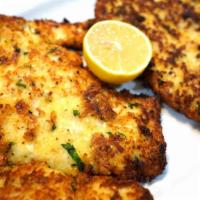 Chicken Cutlet  · Large chicken cutlets breaded in house seasoned bread crumbs and pan fried until golden brow...