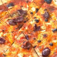 Marinara Pizza · San Marzano tomatoes, Sicilian oregano, Kalamata black olives, and olive oil.