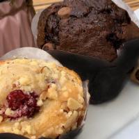 Muffin · Flavor choice of blueberry, cappuccino, chocolate cranberry, banana.
