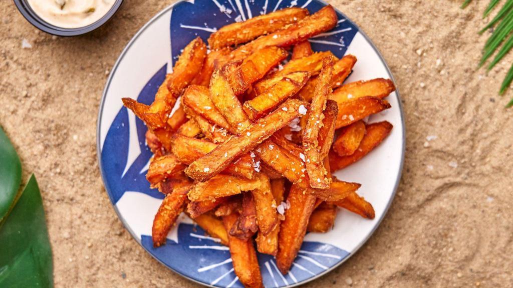 Sweet Potato Fries · Sweet potato fries with sea salt served with our Crack Sauce.