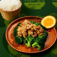 Orange Chicken Bowl · Fried chicken thighs. Mandarin style orange sauce. Broccoli. All over rice. Classic.

From t...