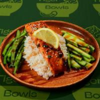 Salmon Teriyaki Bowl · Grilled atlantic salmon. Teriyaki glaze. Over rice with cucumbers.

From the moment you orde...
