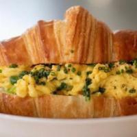 Croissant Sandwich · Croissant with soft scrambled cage-free eggs and cheddar.