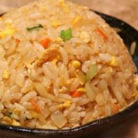 Hibachi Fried Rice · Fried rice with egg, onion, carrot, and scallion.