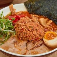 Tei Nei Red(Spicy) · Spicy tonkotsu ramen. Original minced pork spicy sauce. Many kinds of chili pepper slowly co...