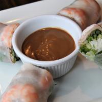 Pork & Shrimp Springrolls · Fresh spring rolls. Pork, shrimp, vermicelli rice noodles, shredded lettuce, mint, cilantro,...