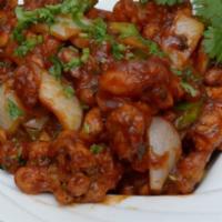 Chili Chicken · Chicken breasts cubed and sautéed in a hoison sauce including bell peppers and onions.