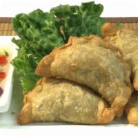 Curry Puff · Soy sauce, gluten, wheat. Chicken / onion / potato / curry powder / stuffed in pastry dough ...