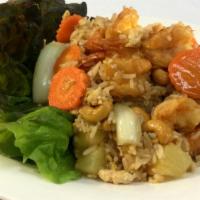 Pineapple Fried Rice · Shrimp & chicken / pineapple / cashew nuts / egg / onion / carrots. (Only shrimp add $1.00)
