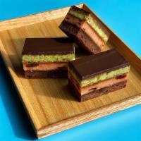 Tricolore Bar · Our take on the classic, but in with spumoni flavors! Layers of almond cake flavored with pi...