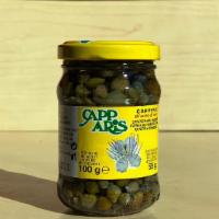 Capers · Big, juicy Sicilian capers packed in white wine vinegar. From Lipari, Italy. 200g.